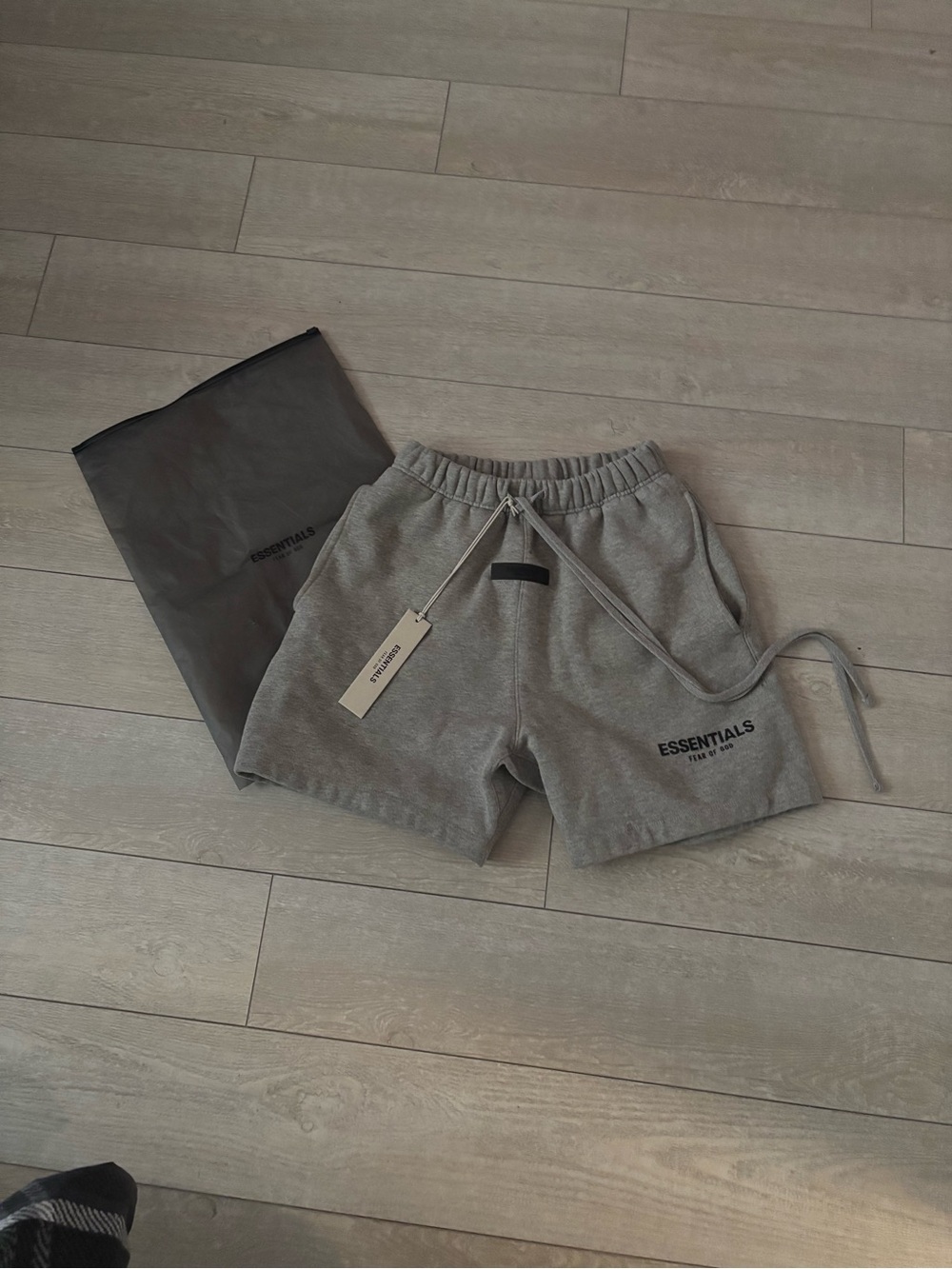ESSENTIALS Heather Grey Drawstring Lounge Shorts